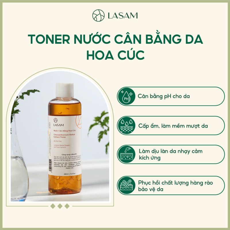 công dụng toner hoa cúc Lasam